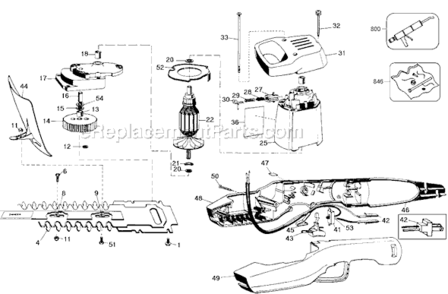 Page A Diagram and Parts List for 8127-04 Type 1 Black and Decker Hedge Trimmer